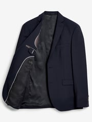 Navy Blue Slim Signature Tollegno Italian Wool Suit Jacket - Image 9 of 9