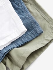Sage/Chambray/White Pull On Shorts 3 Pack (3mths-7yrs) - Image 6 of 6