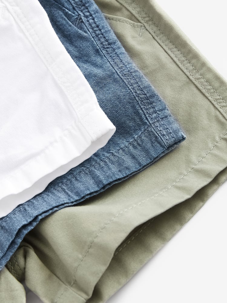 Sage/Chambray/White Pull On Shorts 3 Pack (3mths-7yrs) - Image 6 of 6