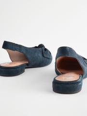 Navy Forever Comfort® Leather Point Toe Bow Slingback Shoes - Image 4 of 5