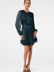 Forever New Green Goldie Petite Plisse Mini Dress - Image 3 of 5