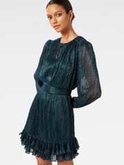 Forever New Green Goldie Petite Plisse Mini Dress - Image 4 of 5