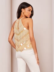 Lipsy Cream Disc Sequin Halterneck Vest - Image 2 of 4