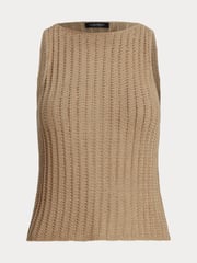 Lauren Ralph Lauren Tan Brown Galayce Rib Knit Linen Sleeveless Jumper - Image 9 of 9