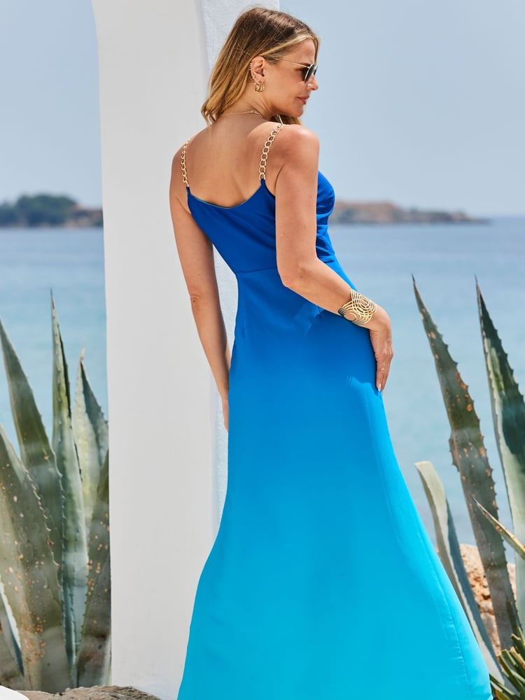 Sosandar Blue Ombre Printed Maxi Dress - Image 2 of 5