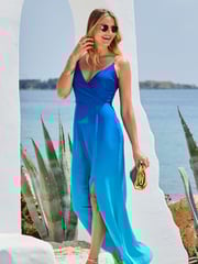 Sosandar Blue Ombre Printed Maxi Dress - Image 4 of 5