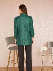 Yumi Dark Green Sequin Blazer With Pockets - Image 2 of 5