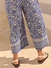 Blue/White Off Shoulder Wide Leg Jumpsuit - Image 5 of 7