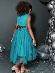 Teal Green Mesh Tie Back Party Dress (3-16yrs) - Image 3 of 6
