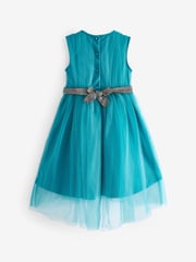 Teal Green Mesh Tie Back Party Dress (3-16yrs) - Image 6 of 6
