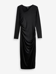 Myleene Klass Black Jersey Rouched Long Sleeve Bodycon Dress - Image 6 of 6