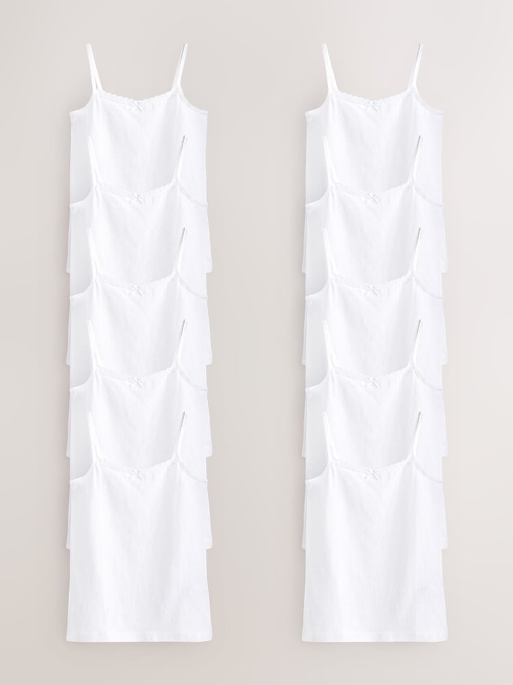 White 10 Pack Lace Trim Cami Vest (1.5-16yrs) - Image 1 of 4
