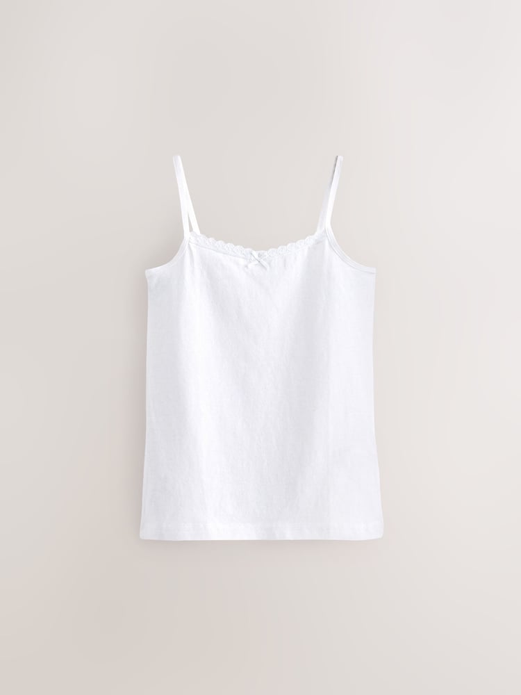 White 10 Pack Lace Trim Cami Vest (1.5-16yrs) - Image 2 of 4