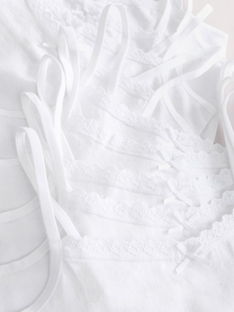 White 10 Pack Lace Trim Cami Vest (1.5-16yrs) - Image 4 of 4