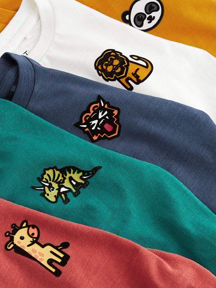 Multi Animal Long Sleeve T-Shirts 5 Pack (3mths-7yrs) - Image 8 of 8