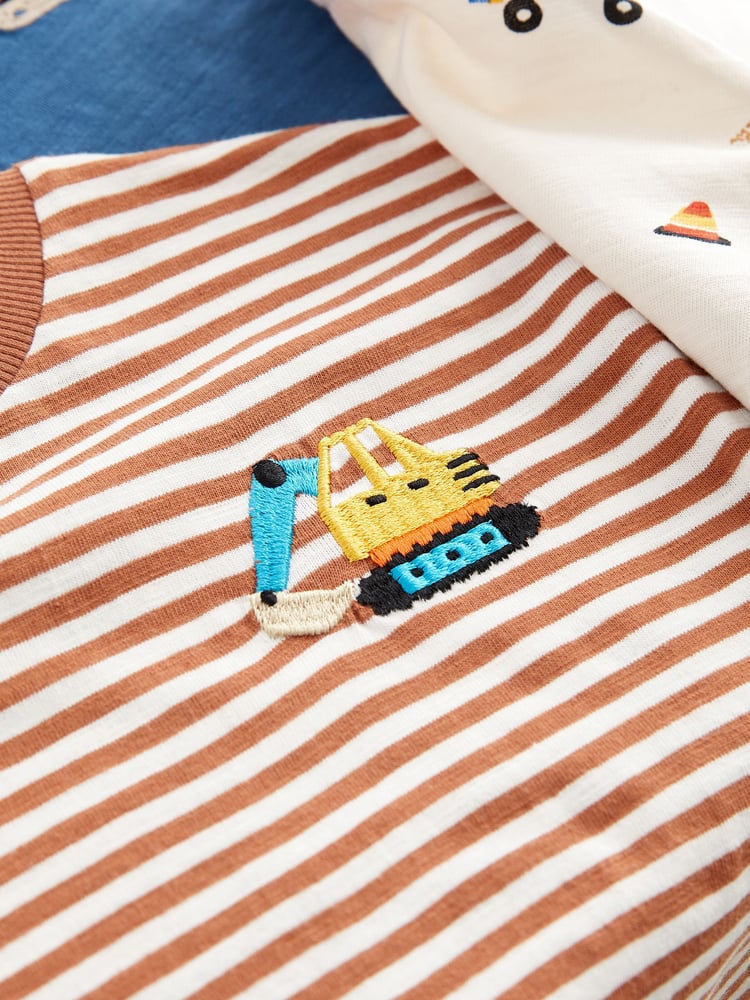Blue Diggers Long Sleeve Transport T-Shirts 3 Pack (3mths-7yrs) - Image 7 of 7