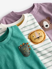 Green/Purple Long Sleeve Animal Print Character T-Shirts 3 Pack (3mths-7yrs) - Image 10 of 10