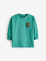 Green/Purple Long Sleeve Animal Print Character T-Shirts 3 Pack (3mths-7yrs) - Image 6 of 10