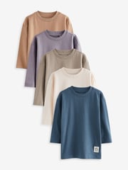 Multi Plain Long Sleeve T-Shirts 5 Pack (3mths-7yrs) - Image 1 of 8
