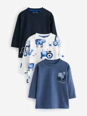 Blue Farm Long Sleeve T-Shirts 3 Pack (3mths-7yrs) - Image 1 of 6