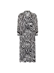 Live Unlimited Black/White Curve Linear Print Shirt Dress - Image 5 of 5