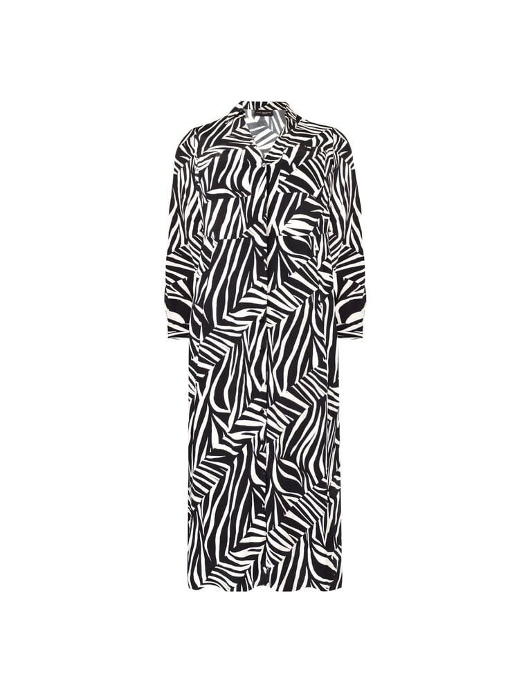 Live Unlimited Black/White Curve Linear Print Shirt Dress - Image 5 of 5