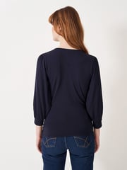 Crew Clothing Company Dark Blue 3/4 Sleeve Wrap Top - Image 2 of 5