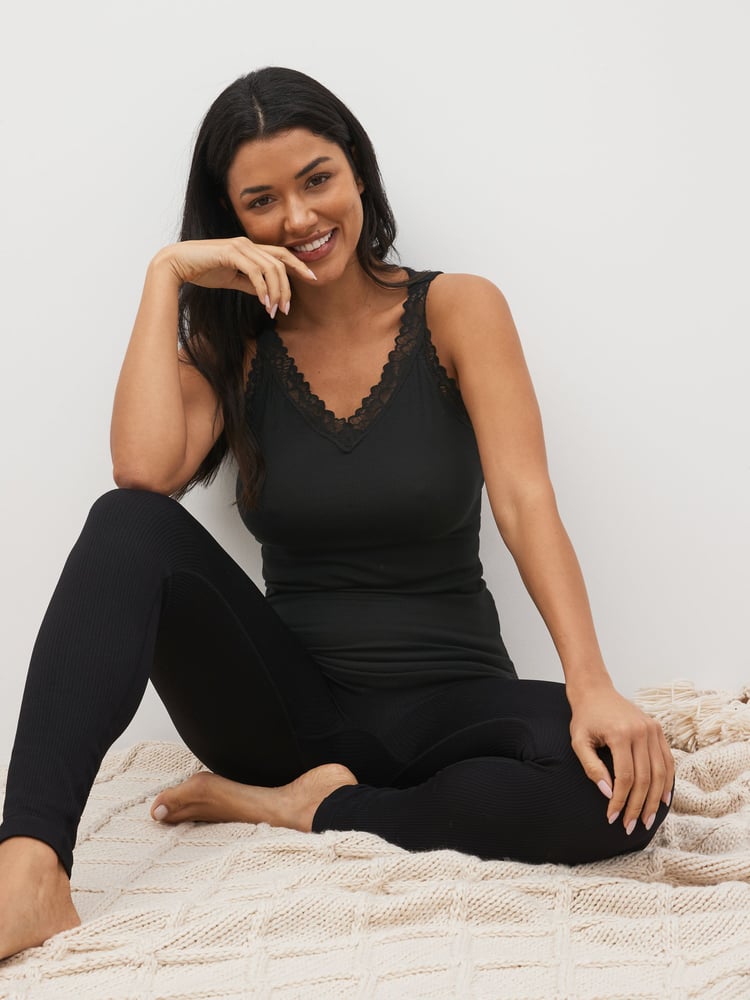 Black Next ThermoGen Lightweight Lace Trim Thermal Vest - Image 2 of 6