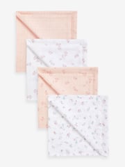 Pink Rabbit Baby Muslin Cloths 4 Packs - Image 1 of 6