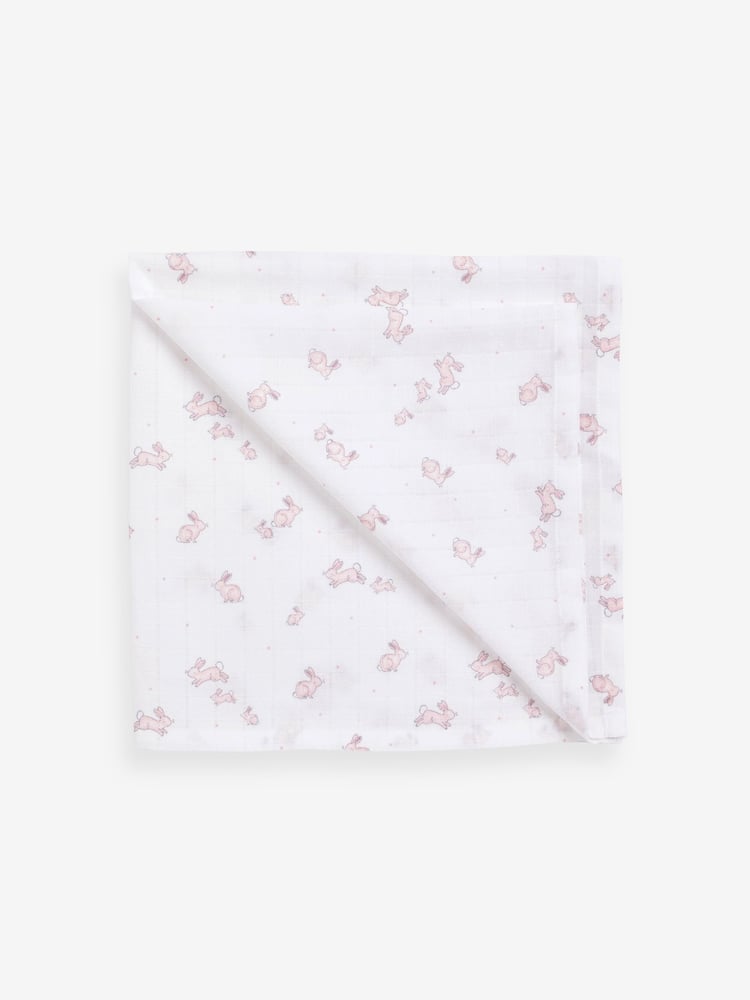 Pink Rabbit Baby Muslin Cloths 4 Packs - Image 2 of 6