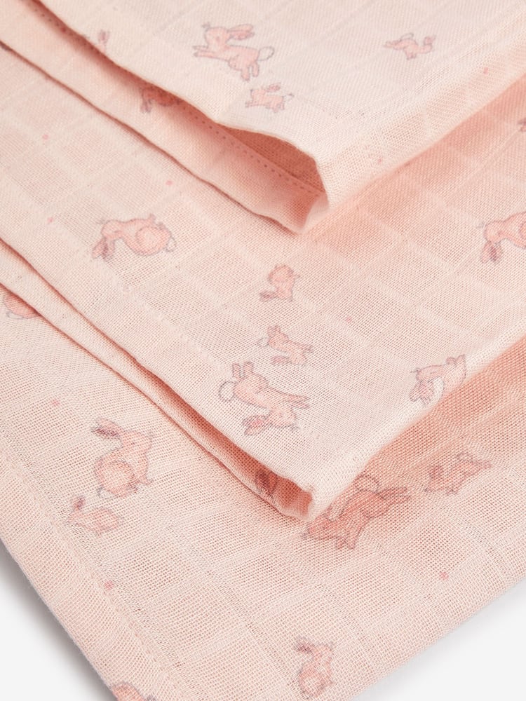 Pink Rabbit Baby Muslin Cloths 4 Packs - Image 6 of 6