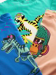 Multi Skating Animals Graphic Relaxed Fit Short Sleeve T-Shirts 3 Pack (3-16yrs) - Image 3 of 3