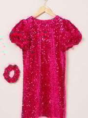 Little Gent Miss Velvet Sequin Party Dress and Hair Scrunchie Set - Image 1 of 3