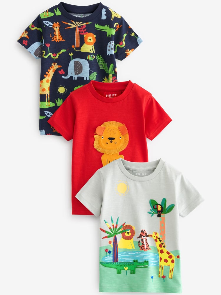 Red/Grey Short Sleeve Character T-Shirts 3 Pack (3mths-7yrs) - Image 1 of 3