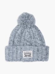 Levi's® Light Grey Back Patch Pom Beanie - Image 1 of 2