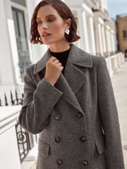Love & Roses Grey Marl Double Breasted Hourglass Coat With Wool - Image 2 of 4