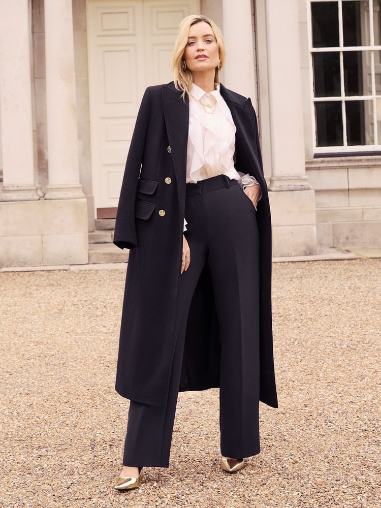 Love & Roses Navy Blue Double Breasted Hourglass Longline Coat - Image 1 of 4