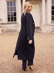 Love & Roses Navy Blue Double Breasted Hourglass Longline Coat - Image 2 of 4