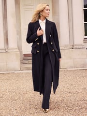 Love & Roses Navy Blue Double Breasted Hourglass Longline Coat - Image 3 of 4