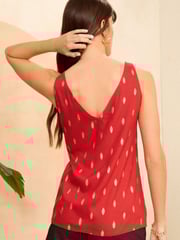Love & Roses Red Foil V Neck V Back Woven Vest - Image 3 of 3