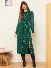 Love & Roses Green Empire Tie Back Midi Dress - Image 1 of 4