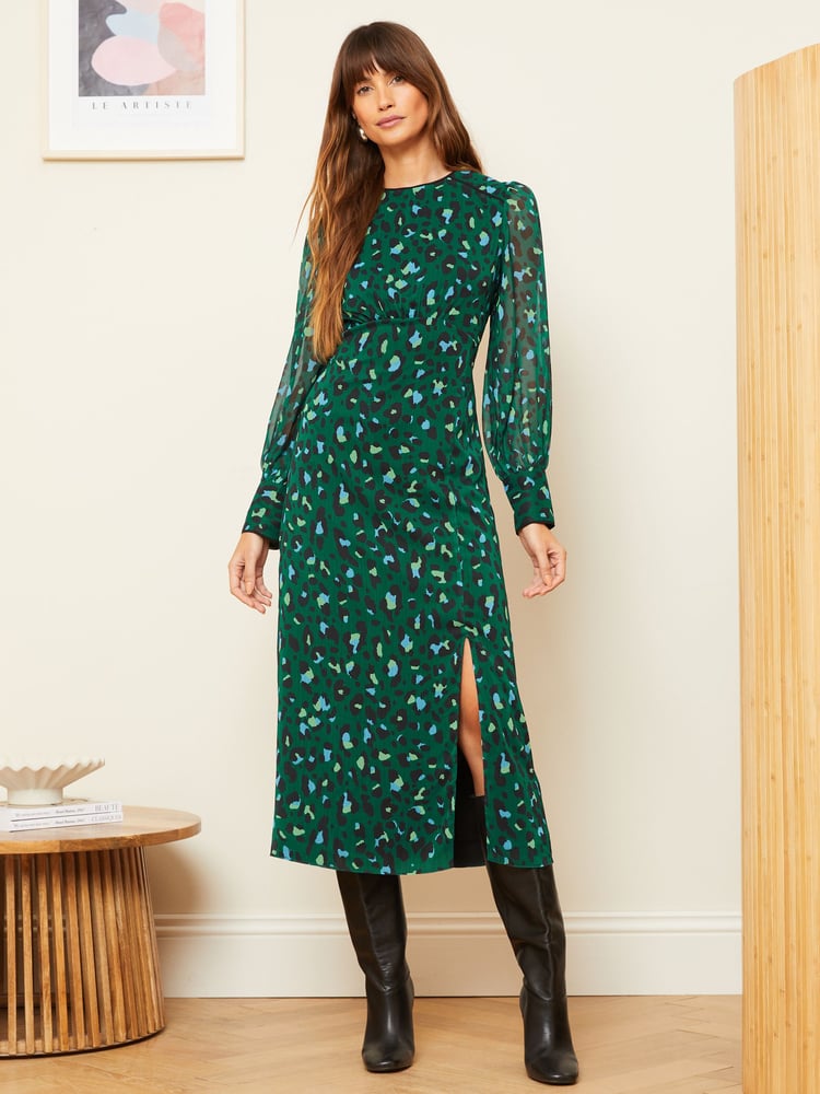 Love & Roses Green Empire Tie Back Midi Dress - Image 1 of 4