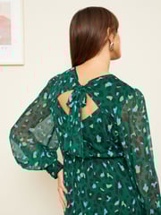 Love & Roses Green Empire Tie Back Midi Dress - Image 4 of 4