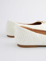 White Forever Comfort® Square Toe Bow Trim Ballerinas - Image 6 of 7