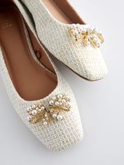 White Forever Comfort® Square Toe Bow Trim Ballerinas - Image 7 of 7