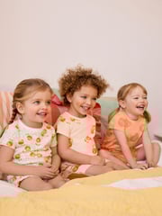 Orange/White Peach Short Pyjamas 3 Pack (9mths-12yrs) - Image 1 of 7