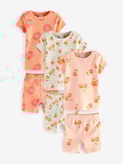 Orange/White Peach Short Pyjamas 3 Pack (9mths-12yrs) - Image 5 of 7
