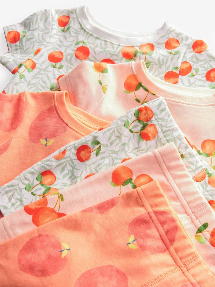 Orange/White Peach Short Pyjamas 3 Pack (9mths-12yrs) - Image 7 of 7