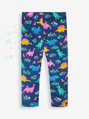 JoJo Maman Bébé Navy Blue Dino & Cobalt Blue Girls' 2-Pack Leggings - Image 2 of 5