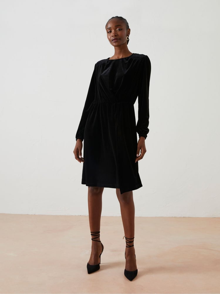 FatFace Black Annie Velvet Dress - Image 1 of 6